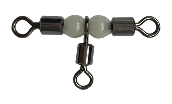 Cross-line rolling swivel with pearl beads fishing swivel