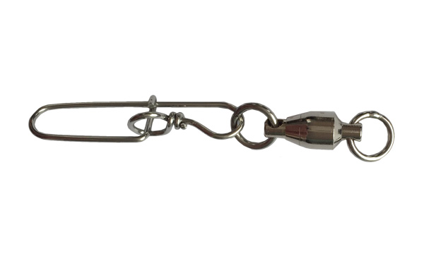 Ball bearing swivel with two solid ring with double insurance inside lock snap fishing swivel with snap